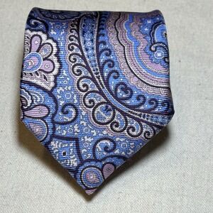 Lands' End Purple Floral Paisley 100% Silk‎ Luxury Twill Hand Sewn USA Tie